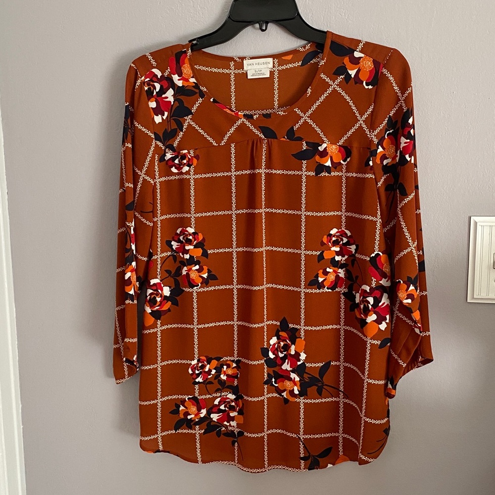 Van Heusen Brown Floral Blouse